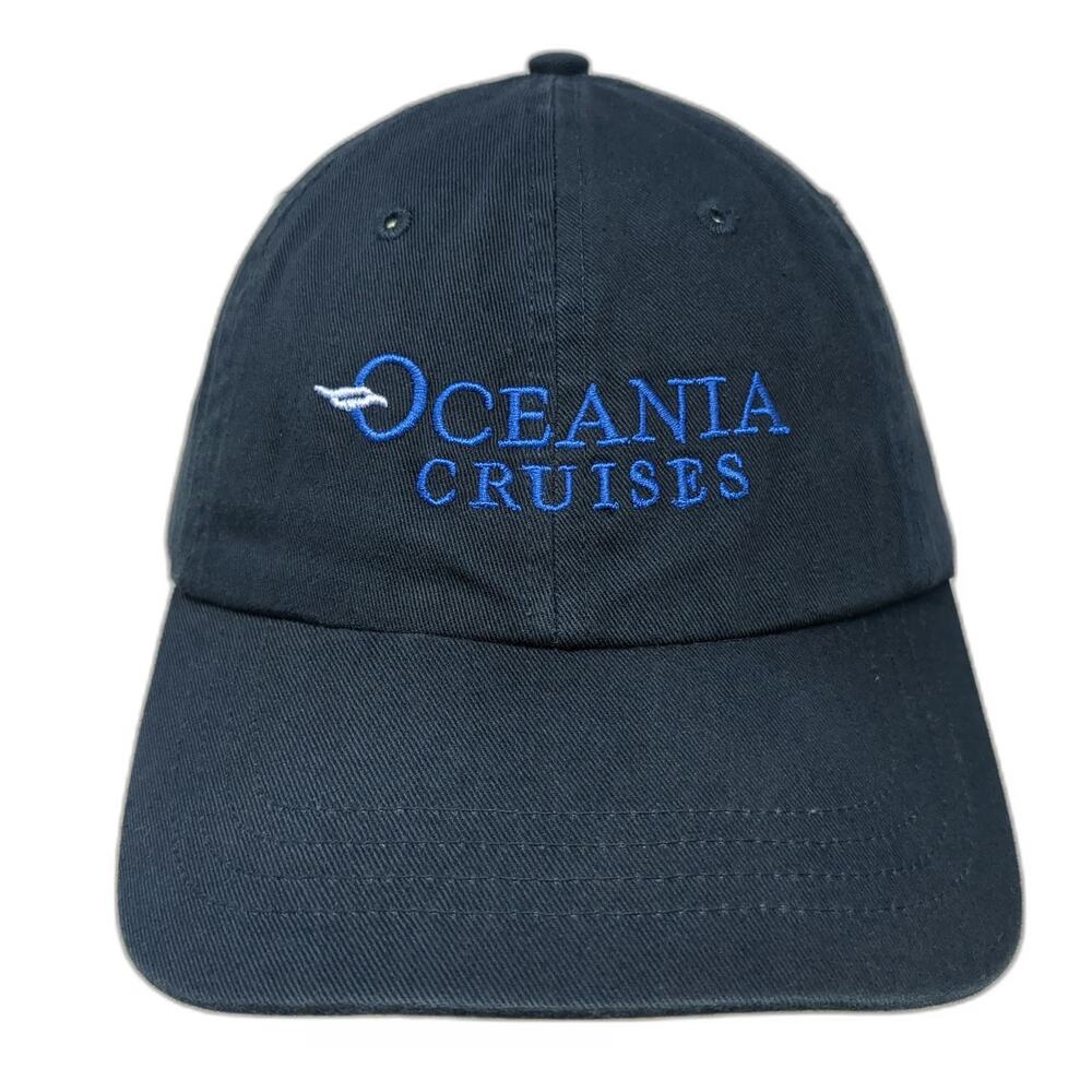 UltraClub Baseball Cap Blue One Size Oceania Cruises Logo Cotton Strapback Hat